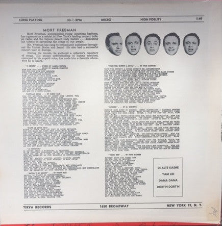 Mort Freeman : Jewish Folk Songs (LP)