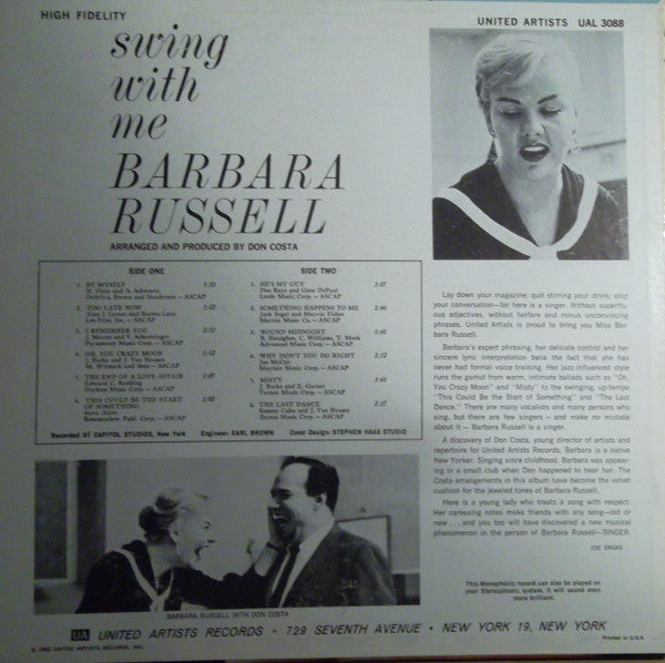 Barbara Russell : Swing With Me (LP, Album, Mono, Promo)