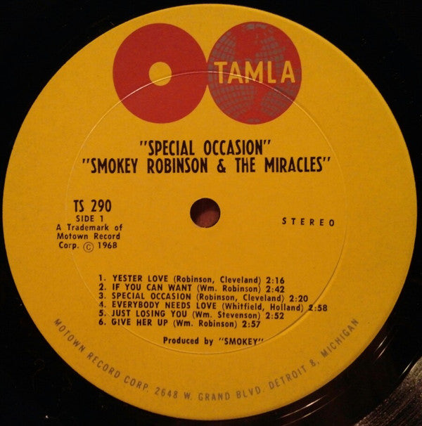 The Miracles : Special Occasion (LP, Album, Ter)