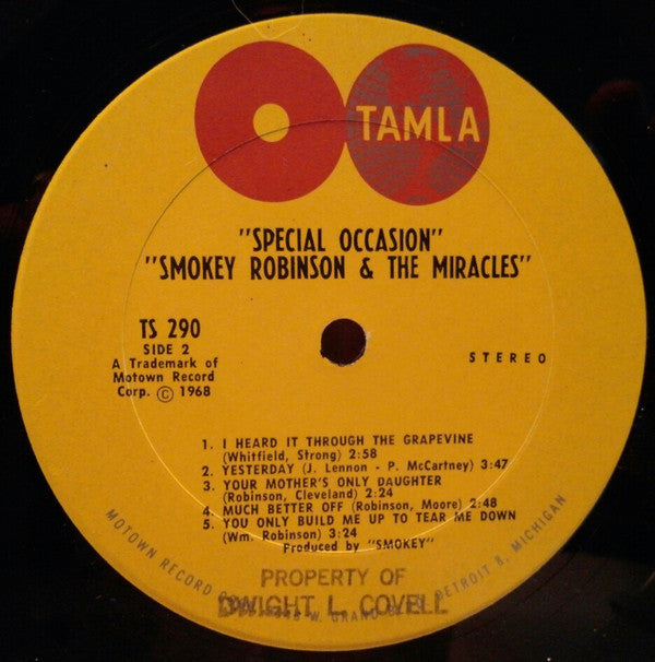 The Miracles : Special Occasion (LP, Album, Ter)