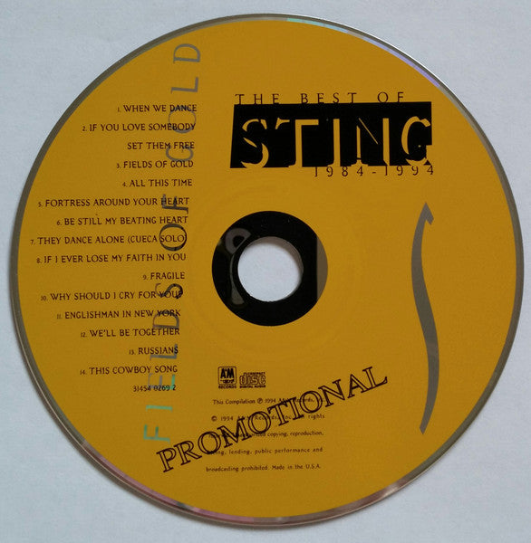 Sting : Fields Of Gold: The Best Of Sting 1984 - 1994 (CD, Comp, Promo, RM)
