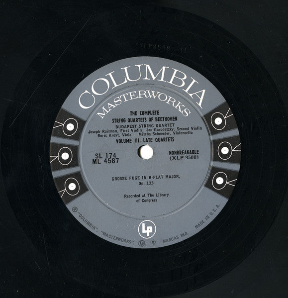 Beethoven*, Budapest String Quartet : The Complete String Quartets Of Ludwig van Beethoven - Grosse Fuge In B-Flat Major, Op. 133 / Quartet No. 16 In F Major, Op. 135 (LP, Mono, RE)