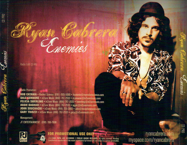 Ryan Cabrera : Enemies (CD, Single, Ltd, Promo)