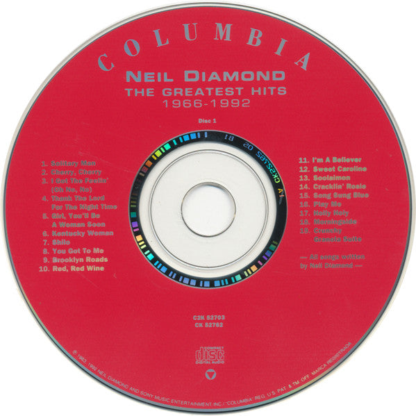 Neil Diamond : The Greatest Hits 1966-1992 (2xCD, Comp, Mono)