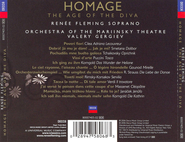 Renée Fleming, Orchestra Of The Mariinsky Theatre, Valery Gergiev : Homage · The Age Of The Diva (CD)