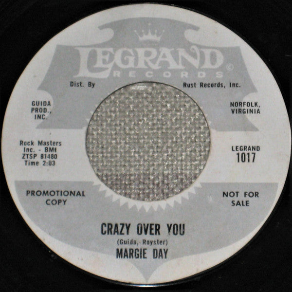 Margie Day : Crazy Over You (7", Single, Promo, Styrene)