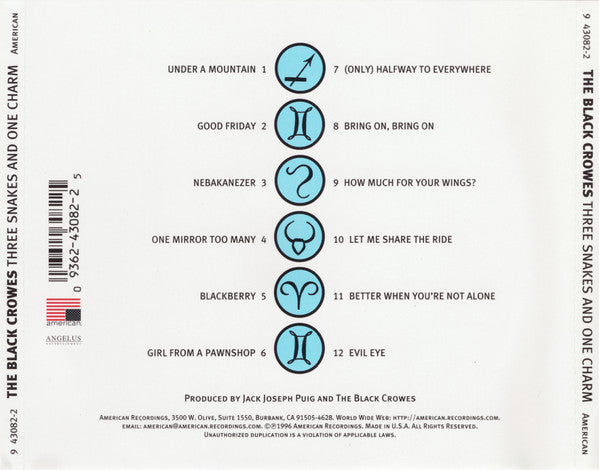 The Black Crowes : Three Snakes And One Charm (CD, Album)