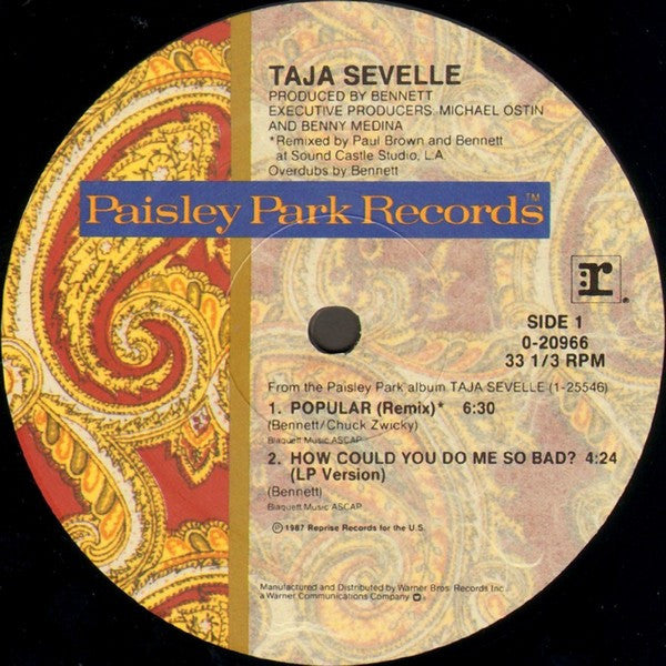 Taja Sevelle : Popular (12", Maxi)