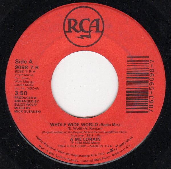 A'me Lorain : Whole Wide World (7", Single)