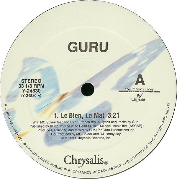 Guru Featuring MC Solaar : Le Bien, Le Mal (12")