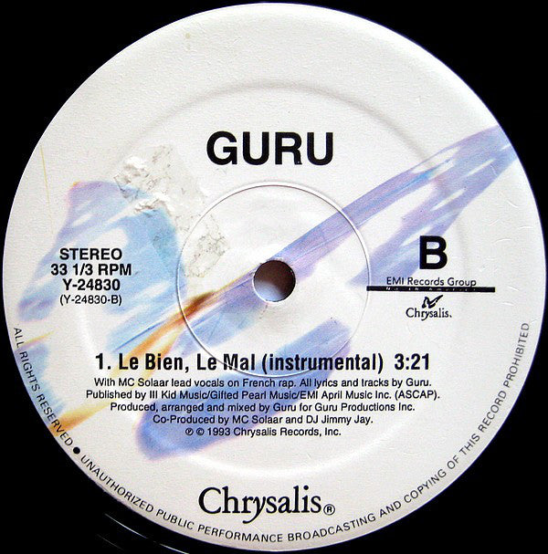 Guru Featuring MC Solaar : Le Bien, Le Mal (12")