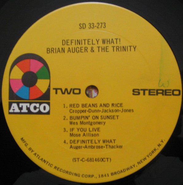 Brian Auger & The Trinity : Definitely What! (LP, Album, CT)