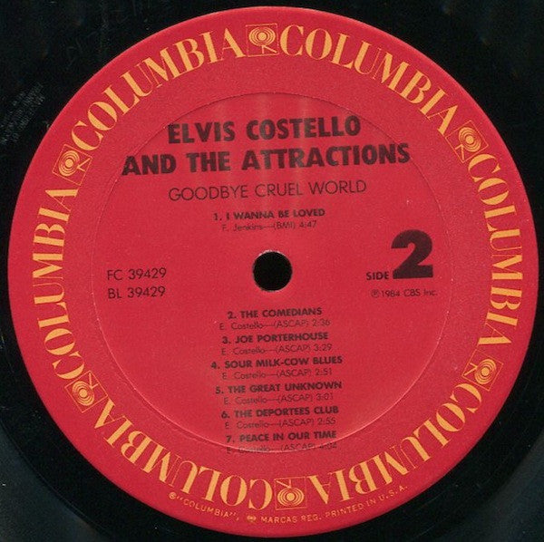 Elvis Costello And The Attractions* : Goodbye Cruel World (LP, Album, Pit)
