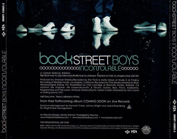 backSTREET BOYS : Inconsolable (CD, Single, Promo)