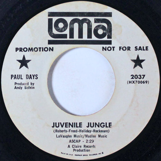 Paul Days : Juvenile Jungle / Wake Me Up Baby (7", Promo, Styrene)