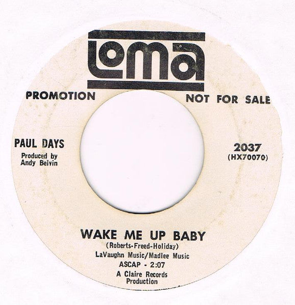 Paul Days : Juvenile Jungle / Wake Me Up Baby (7", Promo, Styrene)