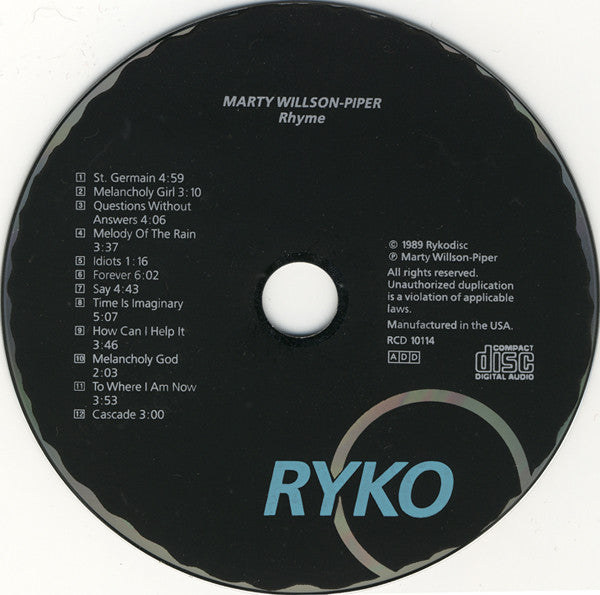 Marty Willson-Piper : Rhyme (CD, Album)