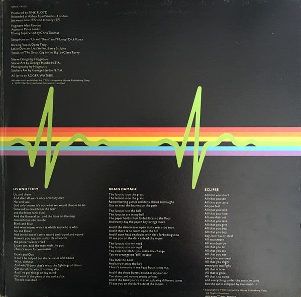 Pink Floyd : The Dark Side Of The Moon (LP, Album, RE, Gat)
