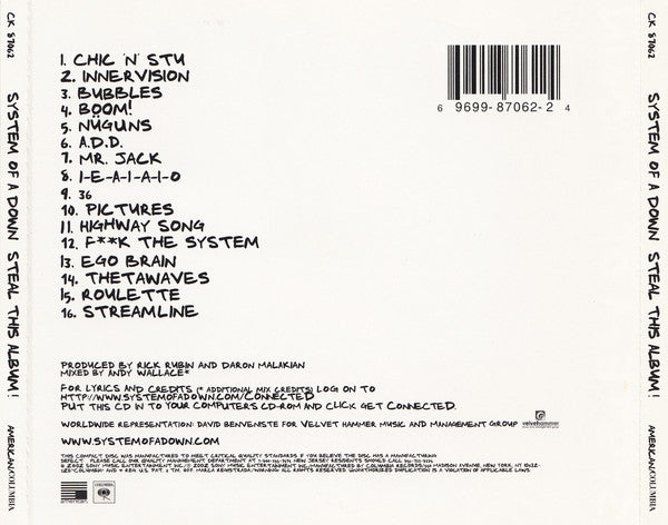 System Of A Down : Steal This Album! (CD, Album, Ltd)