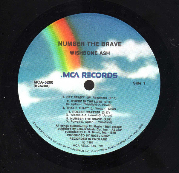 Wishbone Ash : Number The Brave (LP, Album, Pin)