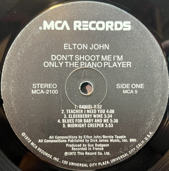 Elton John : Don't Shoot Me I'm Only The Piano Player (LP, Album, Pin)