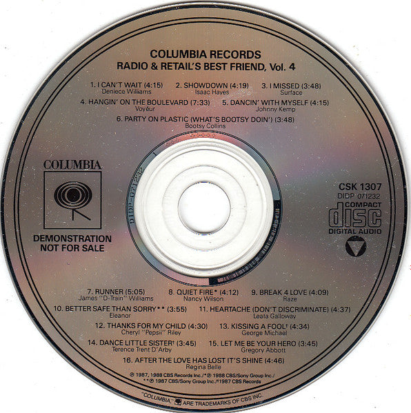 Various : Columbia Records Radio & Retail's Best Friend Vol. 4 (CD, Comp, Promo)