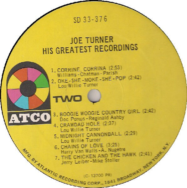 Big Joe Turner : His Greatest Recordings (LP, Comp, Mono)