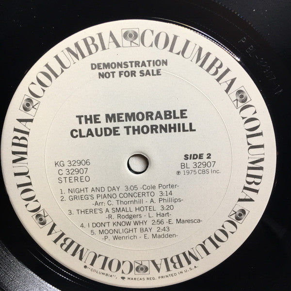 Claude Thornhill : The Memorable Claude Thornhill (2xLP, Album, Comp, Promo)
