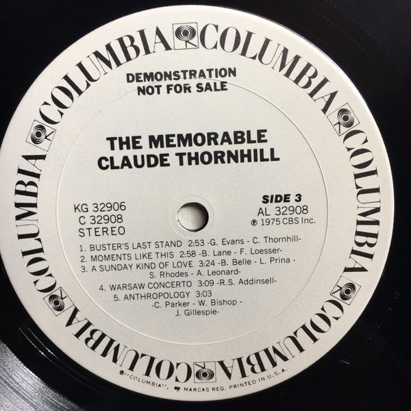 Claude Thornhill : The Memorable Claude Thornhill (2xLP, Album, Comp, Promo)