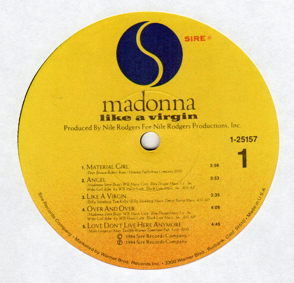 Madonna : Like A Virgin (LP, Album, Jac)