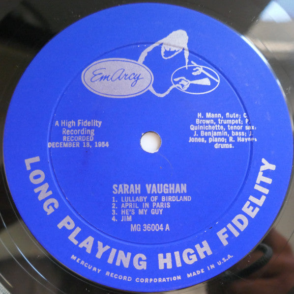 Sarah Vaughan : Sarah Vaughan (LP, Album, Mono, RP, Ind)