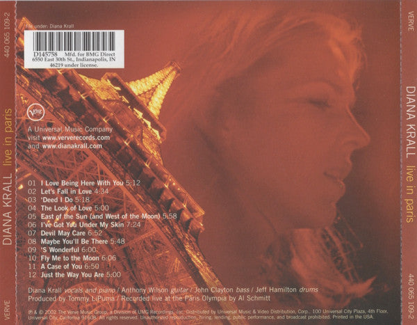 Diana Krall : Live In Paris (CD, Album, Club)