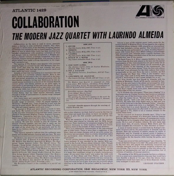 The Modern Jazz Quartet With Laurindo Almeida : Collaboration (LP, Album, Mono, MGM)
