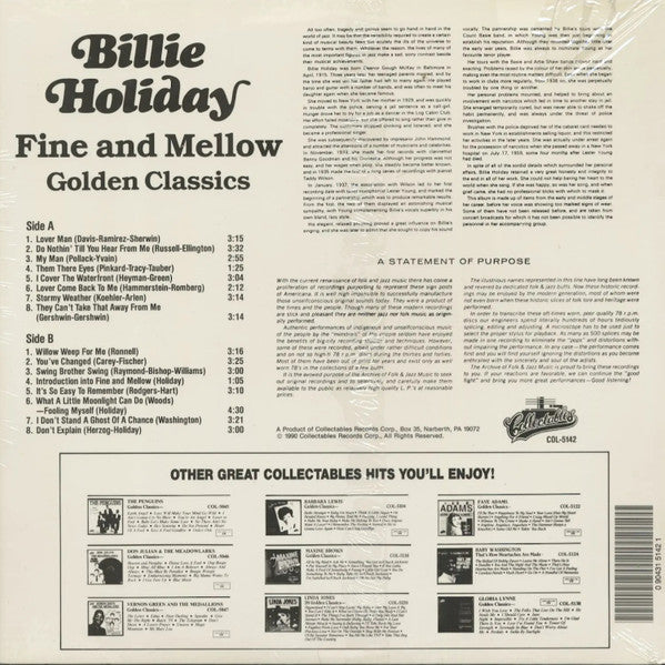 Billie Holiday : Fine And Mellow Golden Classics (LP, Comp)