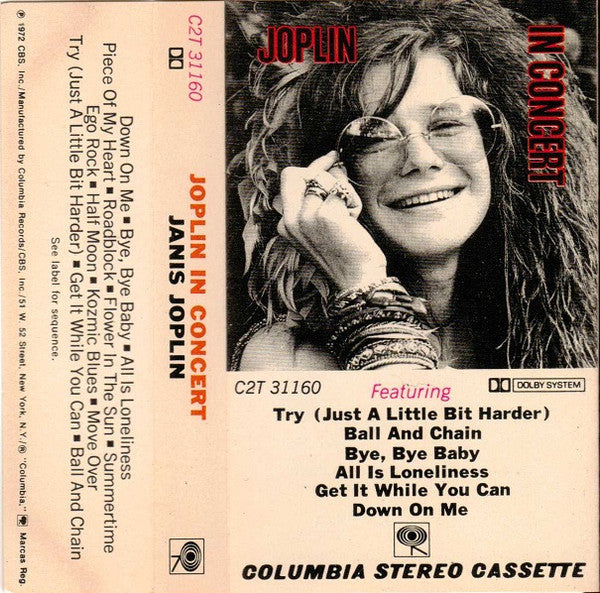 Janis Joplin : Joplin In Concert (Cass, Album)