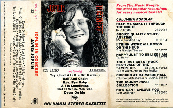Janis Joplin : Joplin In Concert (Cass, Album)