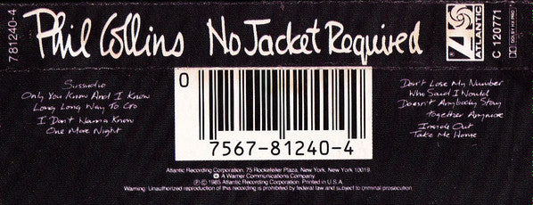 Phil Collins : No Jacket Required (Cass, Album, Club, Dol)