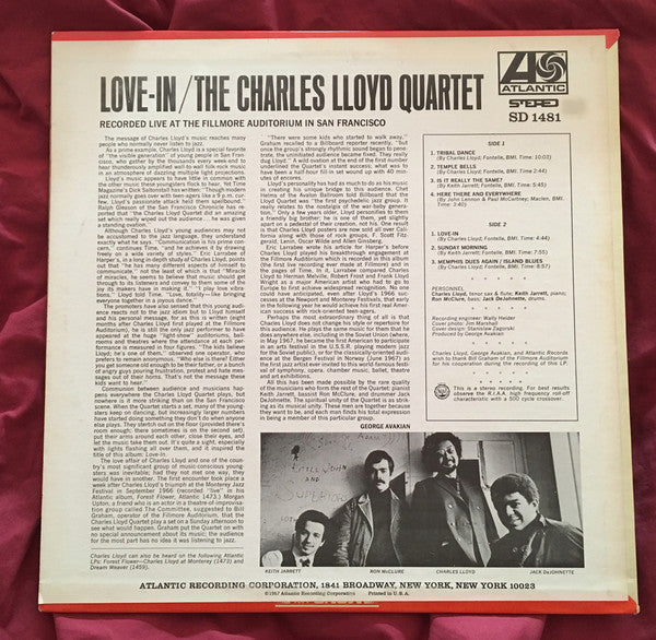 The Charles Lloyd Quartet : Love-In (LP, Album, RP)