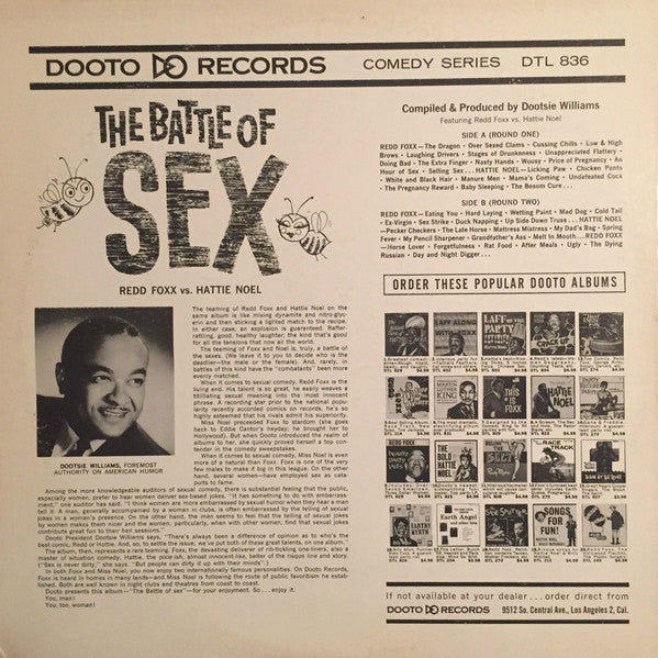 Redd Foxx, Hattie Noel : The Battle Of Sex: Redd Foxx Vs. Hattie Noel (LP, Album, Mono)