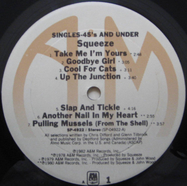 Squeeze (2) : Singles - 45's And Under (LP, Comp, A -)
