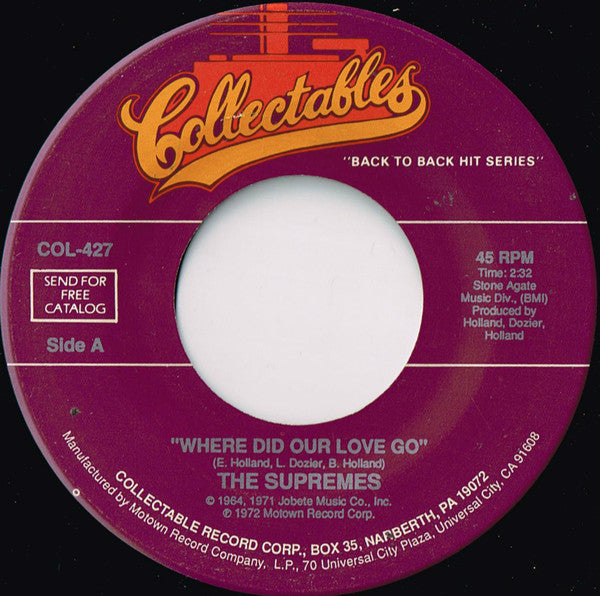 The Supremes : Where Did Our Love Go / Baby Love (7")