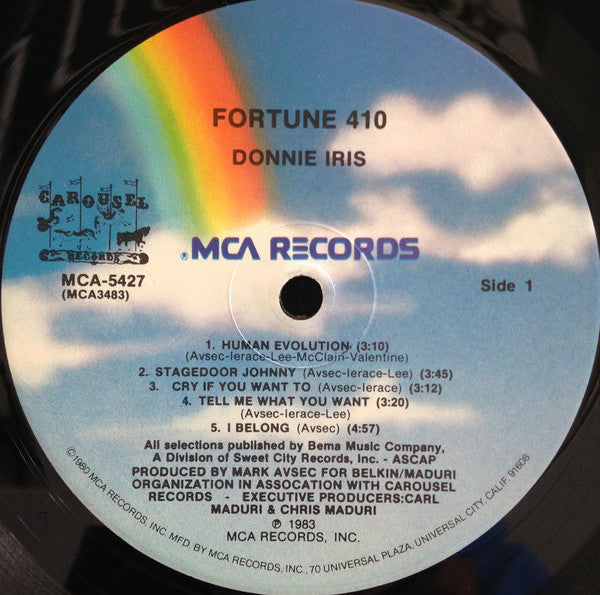 Donnie Iris : Fortune 410 (LP, Album, Pin)