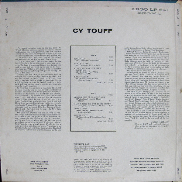 Cy Touff Quintet : Touff Assignment (LP, Album, Mono)
