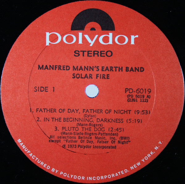 Manfred Mann's Earth Band : Solar Fire (LP, Album, All)