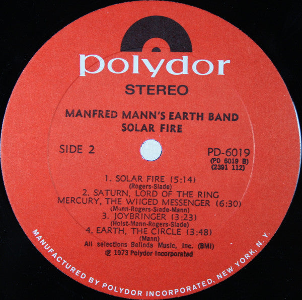 Manfred Mann's Earth Band : Solar Fire (LP, Album, All)
