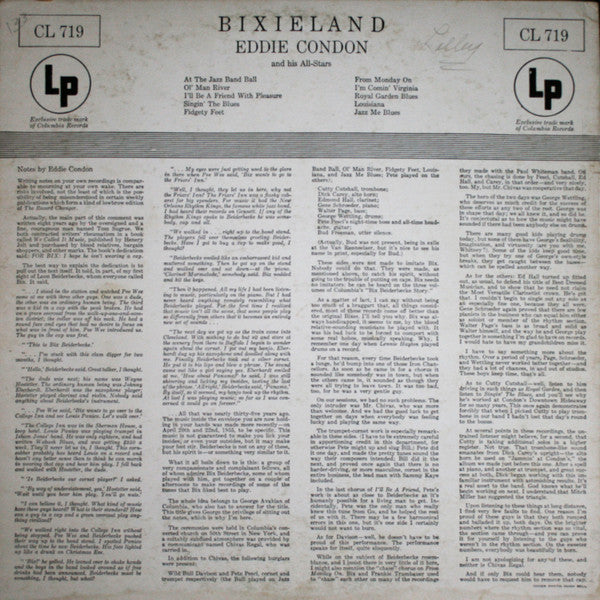 Eddie Condon And His All-Stars : Bixieland (LP, Album, RP)