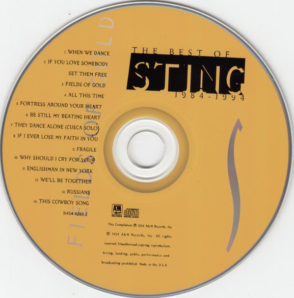 Sting : Fields Of Gold: The Best Of Sting 1984 - 1994 (CD, Comp, RE, RM, UML)
