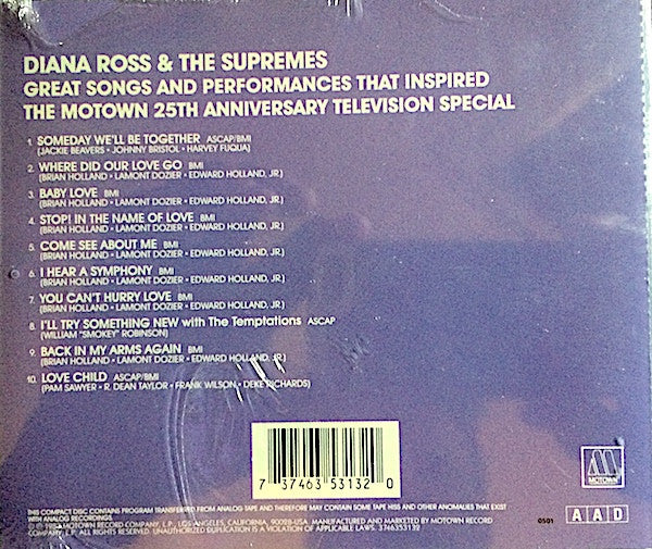 The Supremes : Great Songs And Performances That Inspired The Motown 25th Anniversary T.V. Special (CD, Comp, RE)