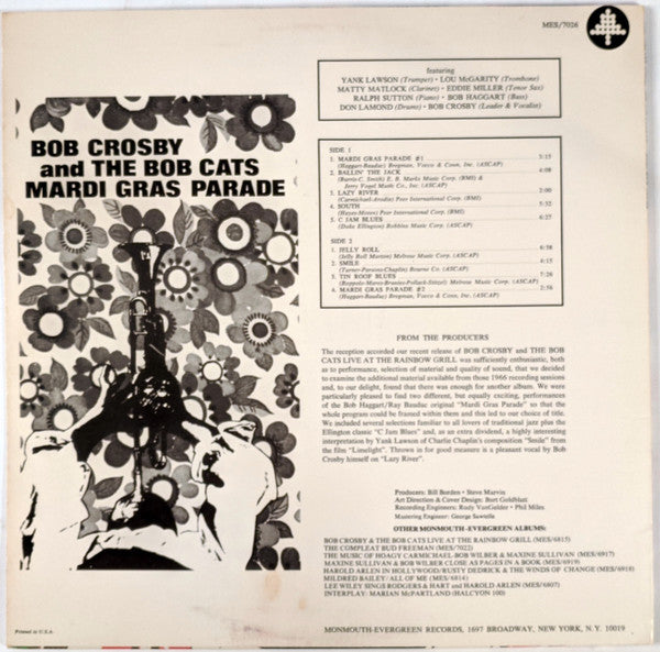 Bob Crosby And The Bob Cats : Mardi Gras Parade (LP, Album)