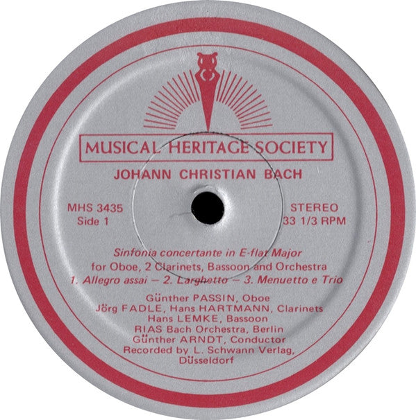 Johann Christian Bach, Johann Christoph Friedrich Bach, Bach-Orchester Berlin, Günther Arndt : Symphonies Of The Bach Sons (LP)